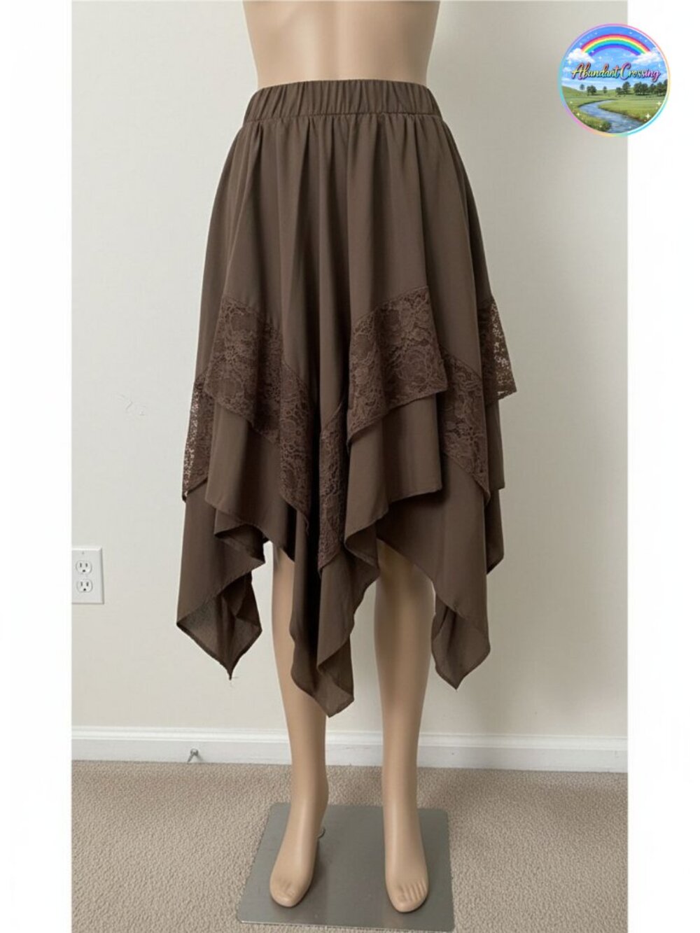 Women's Renaissance Flowy Lace Asymmetrical High Low Skirt